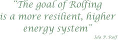 “The goal of Rolfing 
is a more resilient, higher energy system”
Ida P. Rolf
